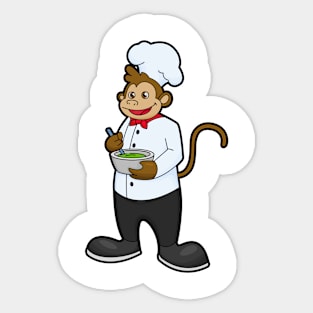 Monkey as Cook with Bowl Sticker